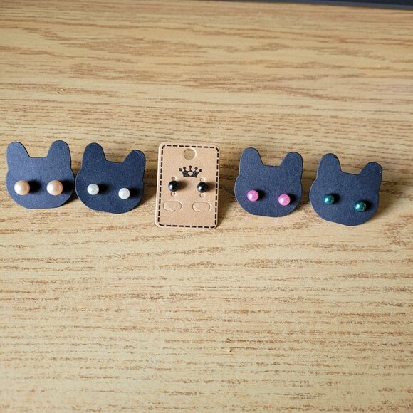 Set of 5 Akoya Pearl Stud Earrings - Picture 1 of 6